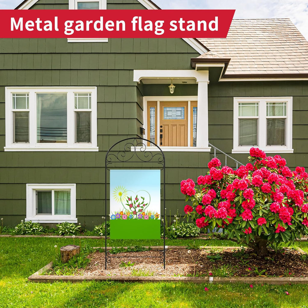 CroBlissful Garden Flag Holder Stand Garden Yard Flag Pole Stake Fits Max 14 x 25 Inch for Outside House Yard Lawn