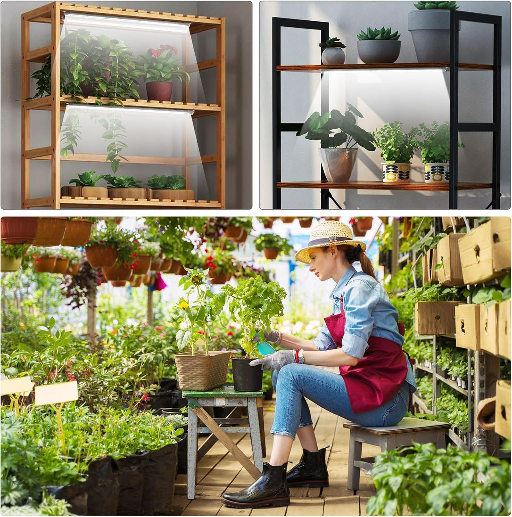 SDOVUERC 16'' 6 Bars Grow Light Strips for Indoor Plants with Auto ON/Off Timer 6/12/18H, 5 Dimmable Levels for Shelves