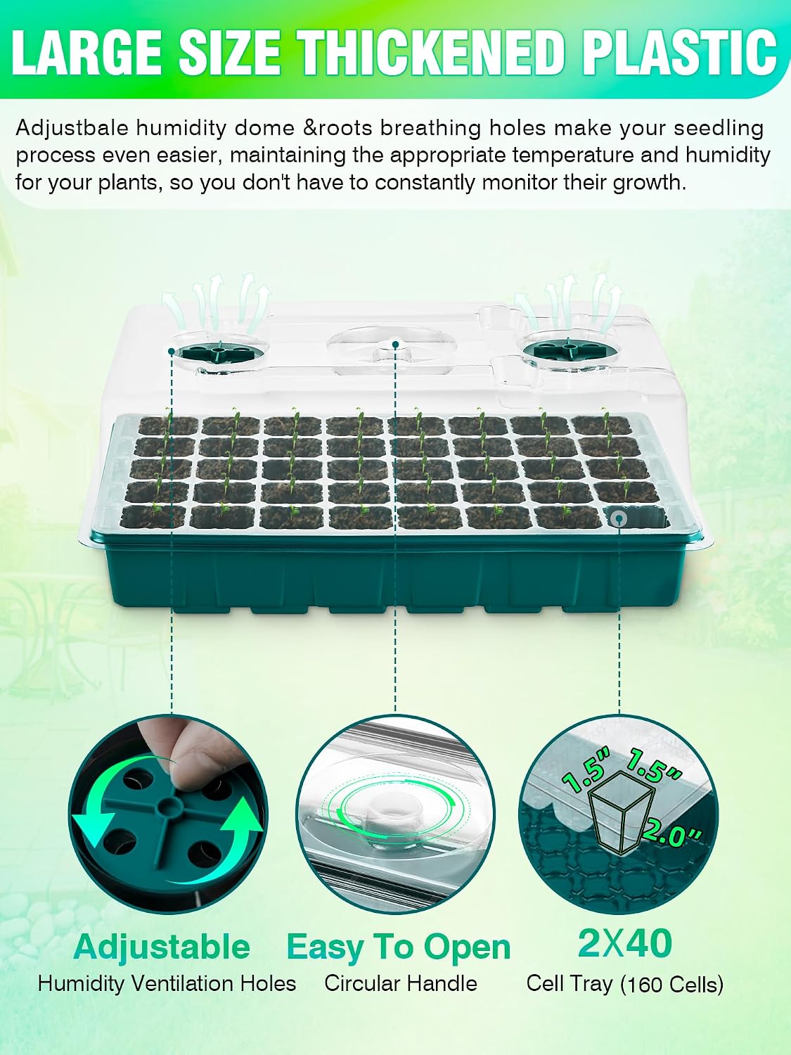 Seed Starter Tray with Grow Lights and Heat Mat, 3-in-1 Soil Meter, 80-Cell Seed Growing Tray, Germination & Plant