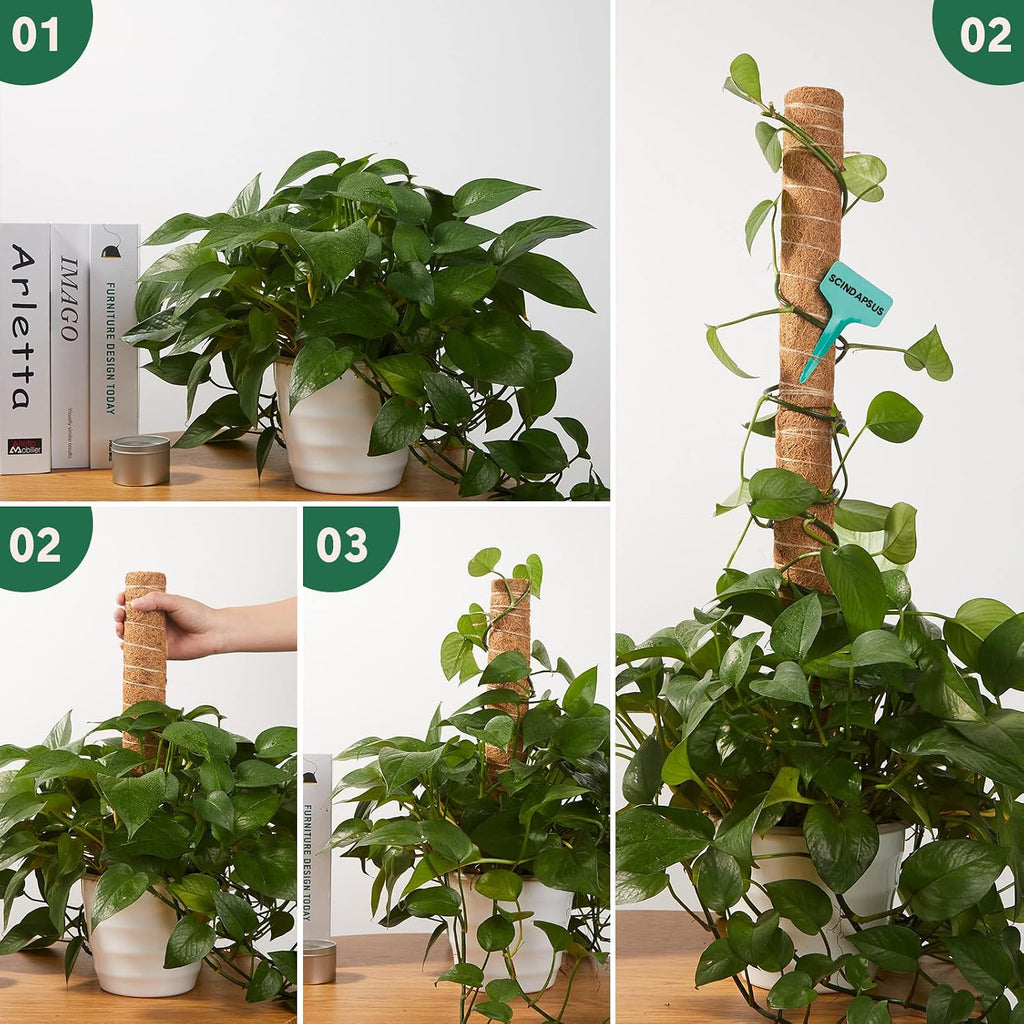 10 Pack Moss Pole, 112 Inch Coir Moss Pole for Plants Monstera, Plant Pole for Climbing Indoor Plants Potted Plants