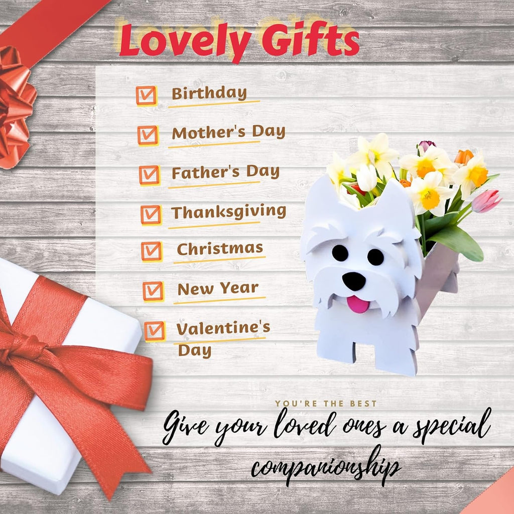 West Highland Dog Planter Pots, Animal Shaped Flower Pot | Cute Plant Gift for Women and Pet Lovers, Indoor Outdoor