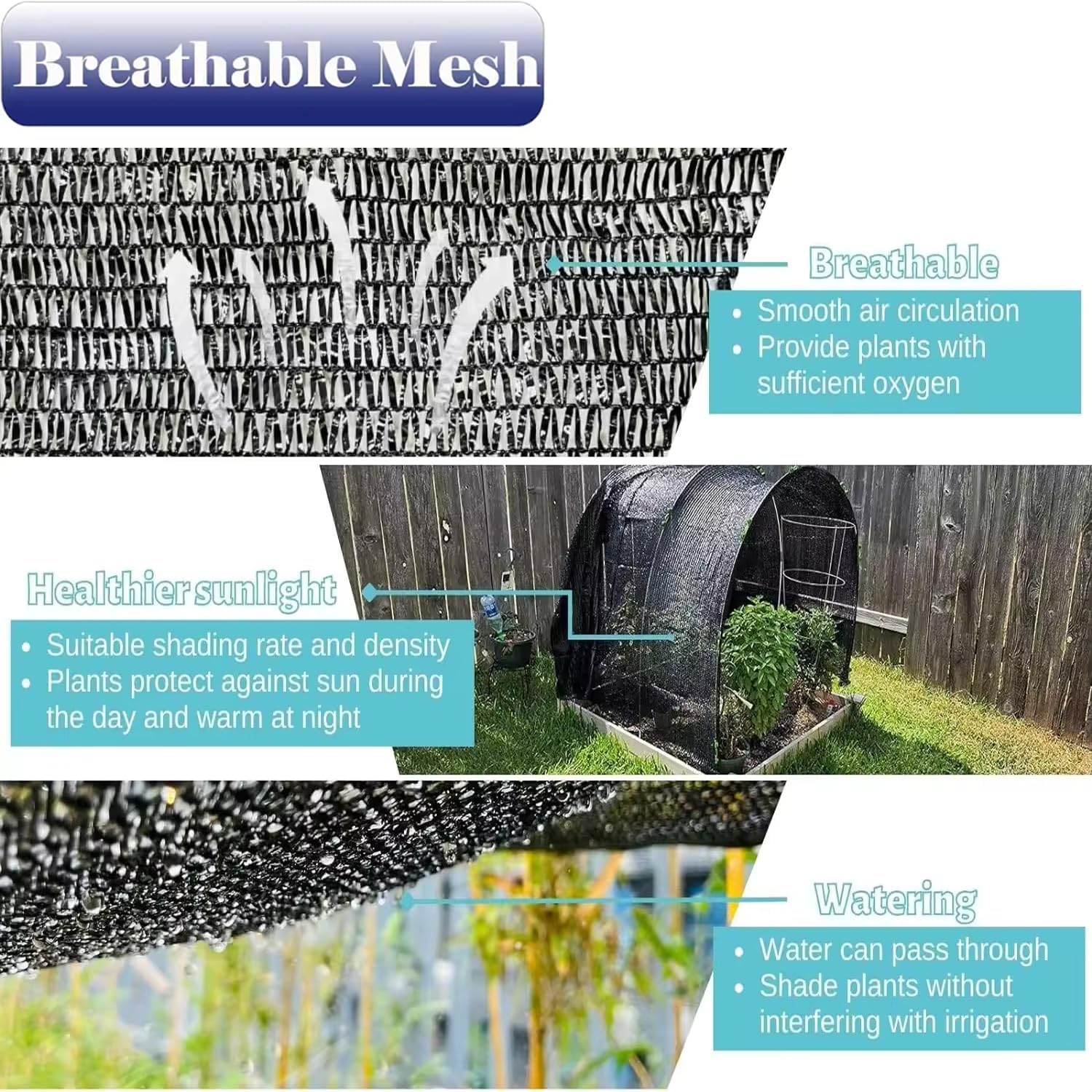 90% Shade Cloth for Garden 8x20 FT, Black Sun Shade Mesh Fabric | UV Block Sunshade Screen for Greenhouse, Balcony