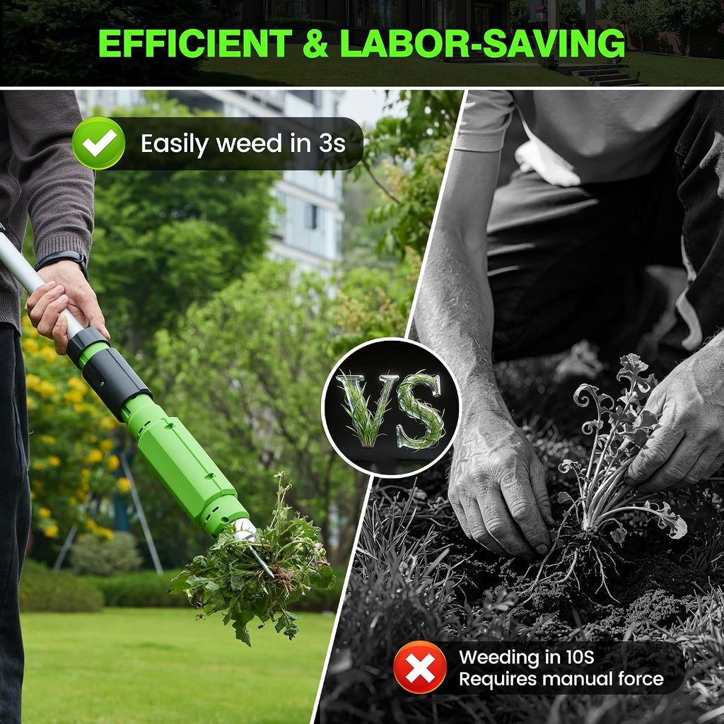 Electric Stand Up Weed Puller Tool with 3.0Ah Battery, Deep Root Removal Adjustable Handle Weeding Tool, Garden