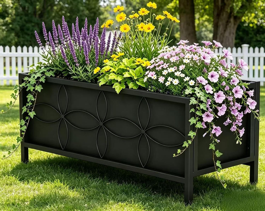 Zhongma Sturdy Raised Garden Bed with Inner Fabric Liners for Vegetables Flower, Planter Box for Backyard Patio