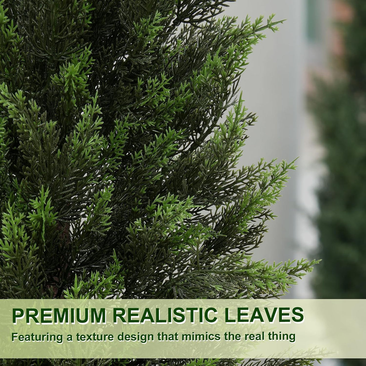 VIVATREES 4FT Artificial Cedar Topiary Trees 2 Pack, Realistic Faux Cypress Trees with Square Black Planter Pot, UV