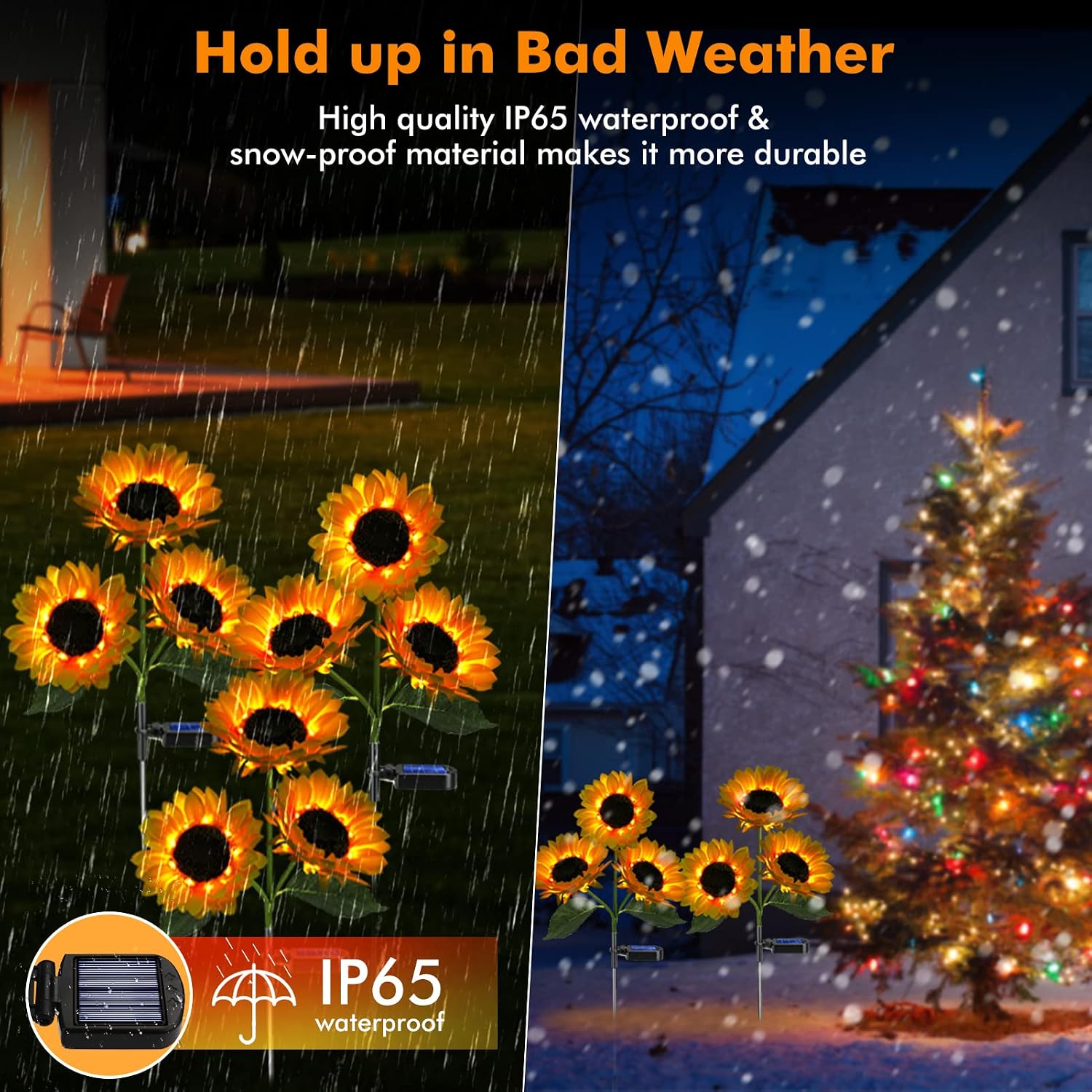 Solar Sunflower Lights Flowers Outdoor Waterproof for Yard Garden Cemetery | 800mA Real Looking Stake Flower Bed