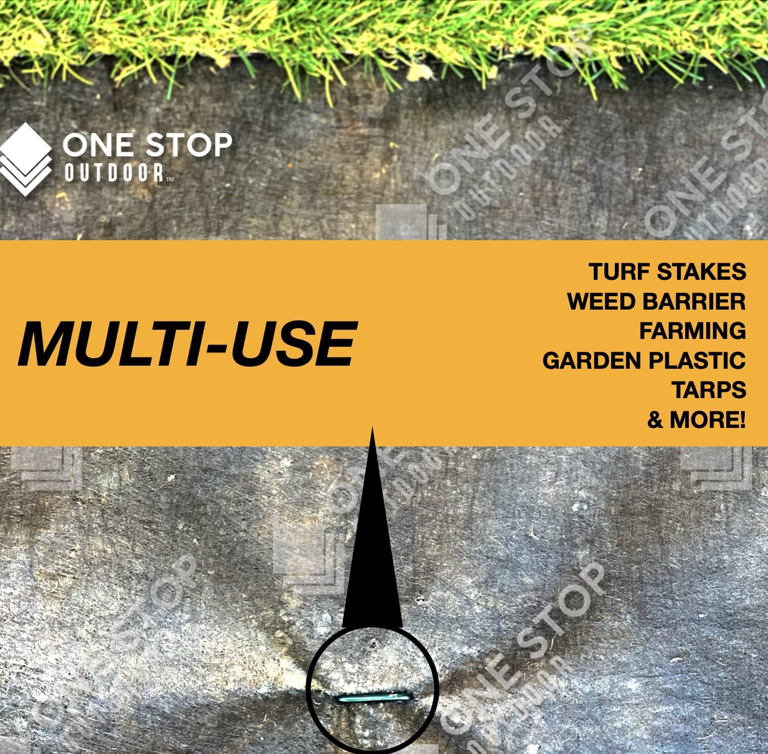 100-Pack Green, 6 Inch Garden Stakes, Landscape Staples, U-Type Turf Stake for Artificial Grass, Rust Proof Sod Pin for