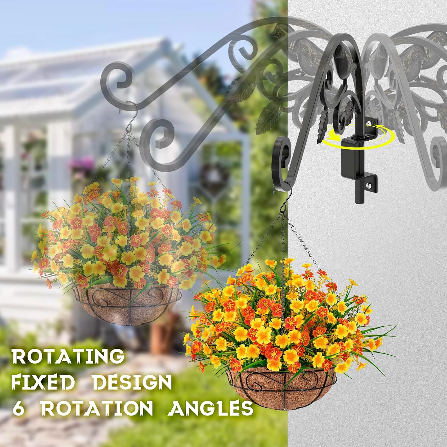 Plant Hangers Outdoor, 4 Pack 15.15 inch Swivel Plant Hangers Indoor Wall Mount Sturdy Wrought Iron Plant Wall Hanger