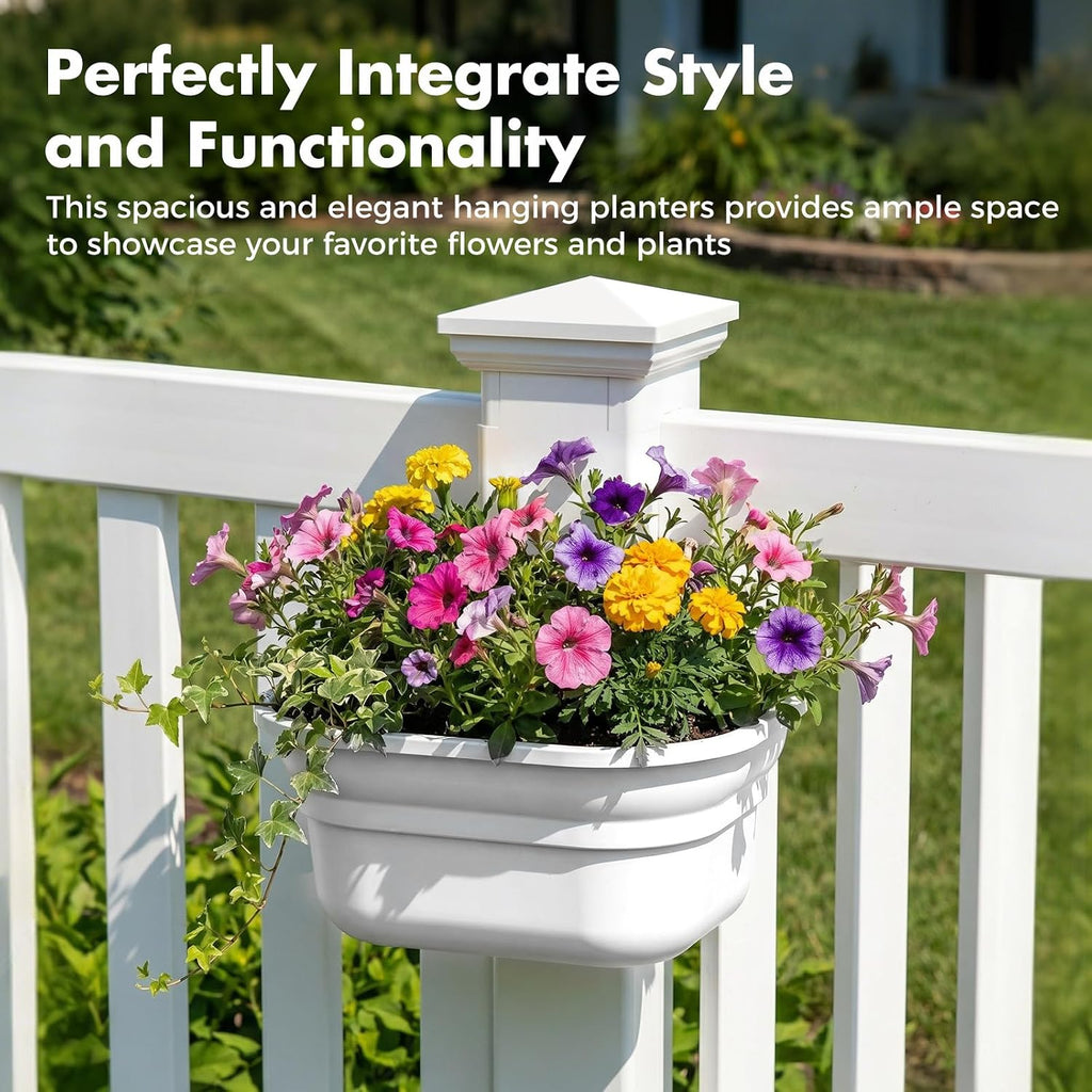 Hanging Planters for Outdoor Plants - Fence Hanging Planters for PVC Fence, Plant Hangers Hanging Plant Flower Pots