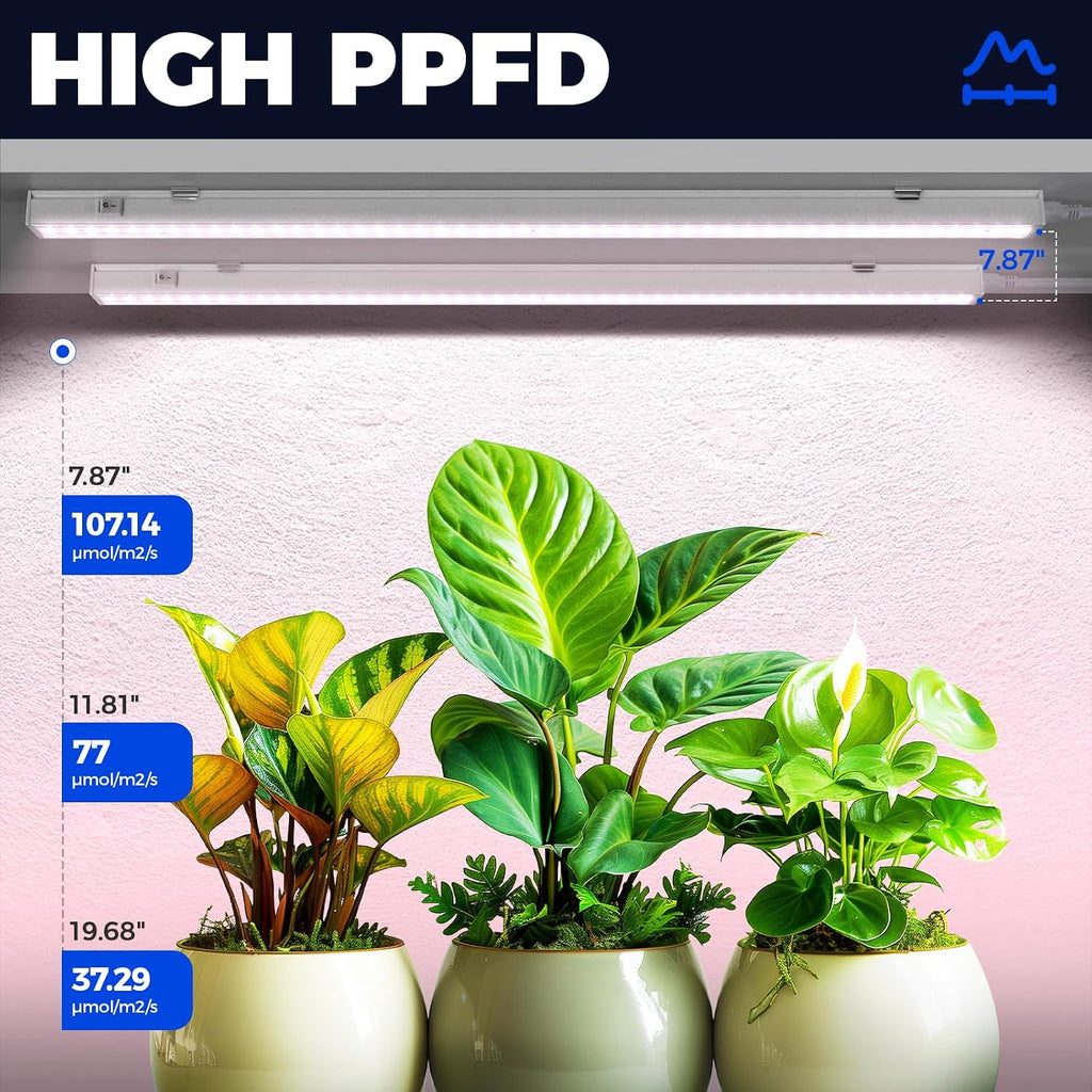 Barrina Grow Lights for Indoor Plants, 2ft 40W (4 x 10W), Linkable, 4 Packs | T5 Grow Lights Full Spectrum, Pinkish