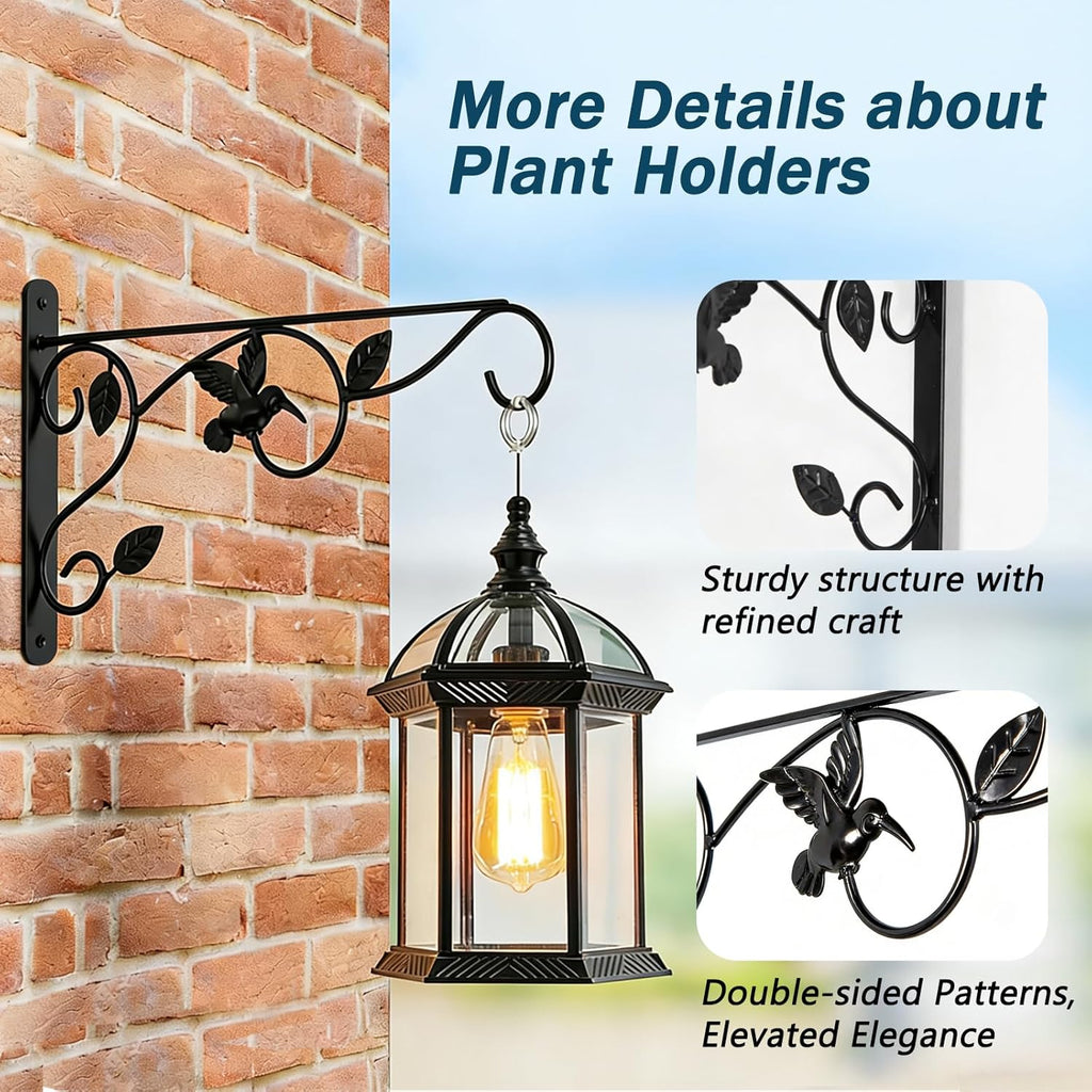 Elegant Bird Pattern Wall Hooks - Metal Plant Hangers for Indoor & Outdoor - Rust-Resistant Bracket for Plants