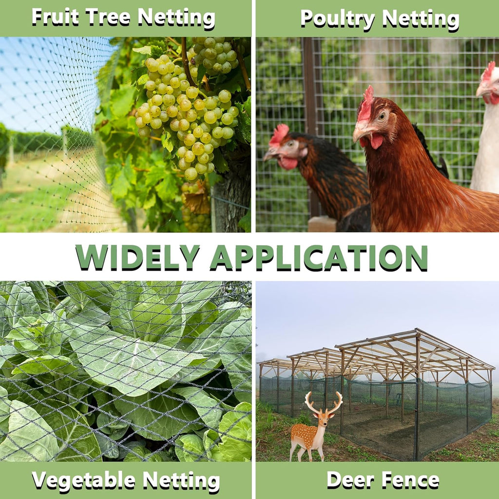 Bird Netting 7.5x100 FT,1/2" Mesh Heavy Duty Garden Netting | Black Net Pest Barrier for Fruit Trees,Chicken