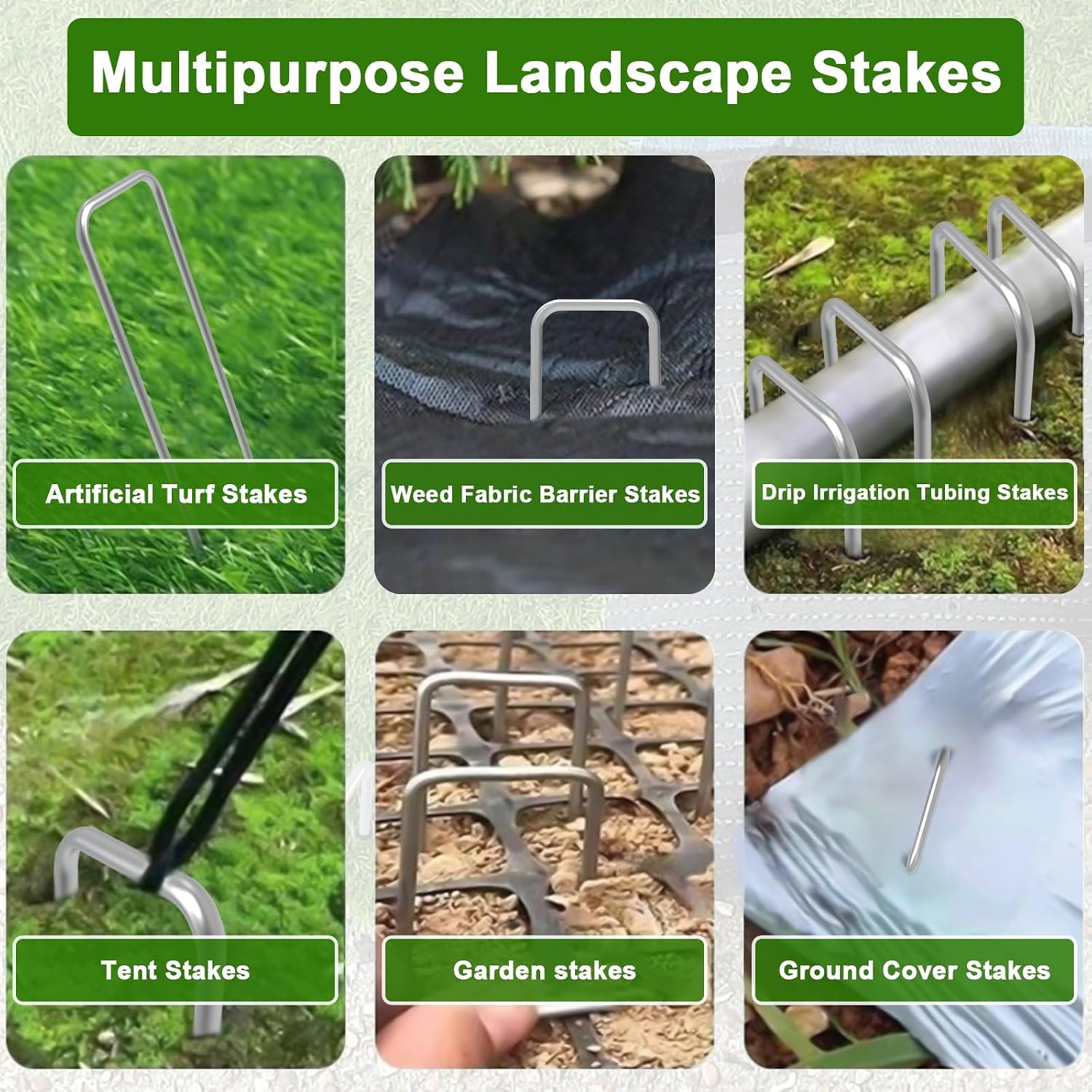 Landscape Staples 6 Inch Galvanized Anti-Rust Garden Stakes 11 Gauge | 100 Pack Sod Yard Pins Heavy Duty Lawn Stake for