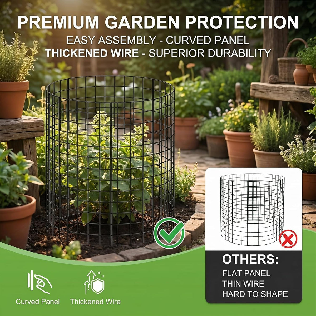 10 Packs Plant Protectors from Animals, 30Pcs 12"x 16" Large Metal Wire Mesh Garden Plant Cages for Outdoor Gardening