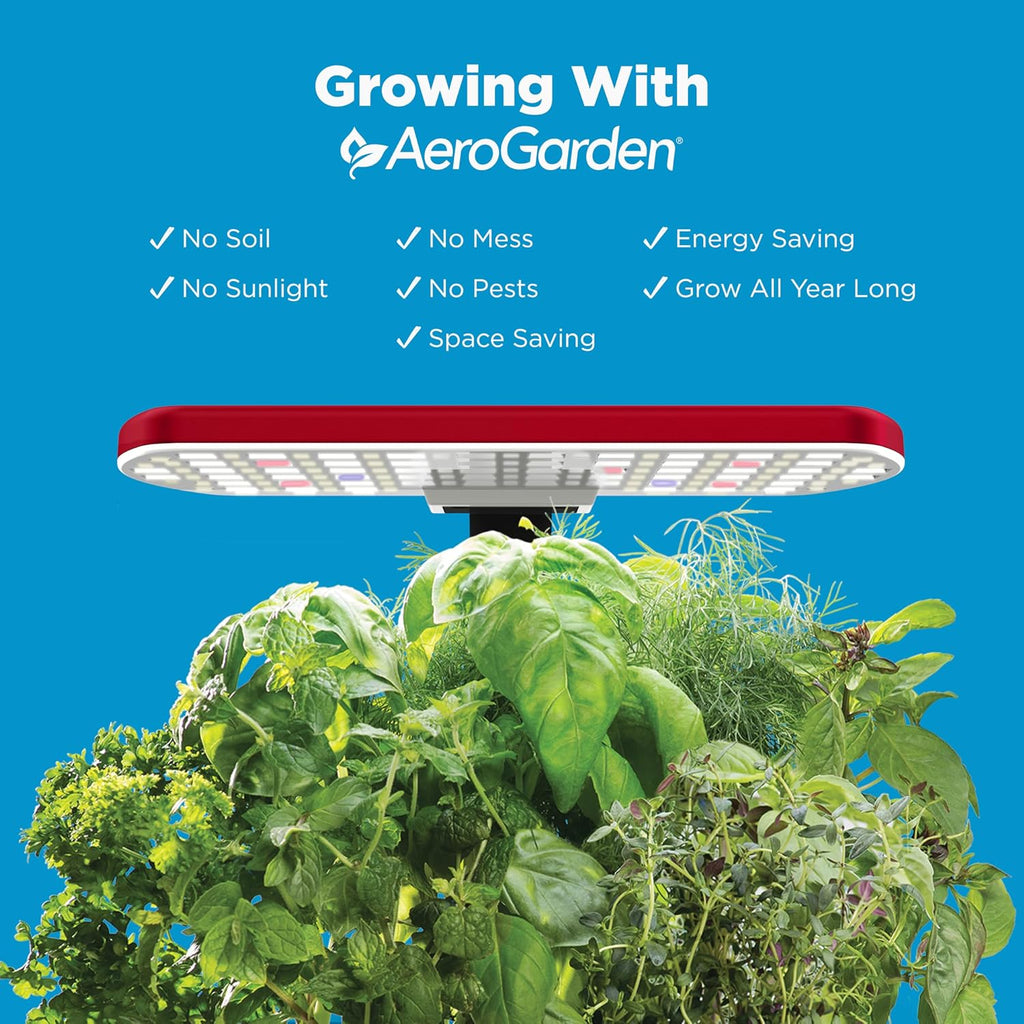 AeroGarden Harvest Lite, Cherry Red | Soil-free Indoor Hydroponic Garden with LED Grow Light for Year-Round Gardening