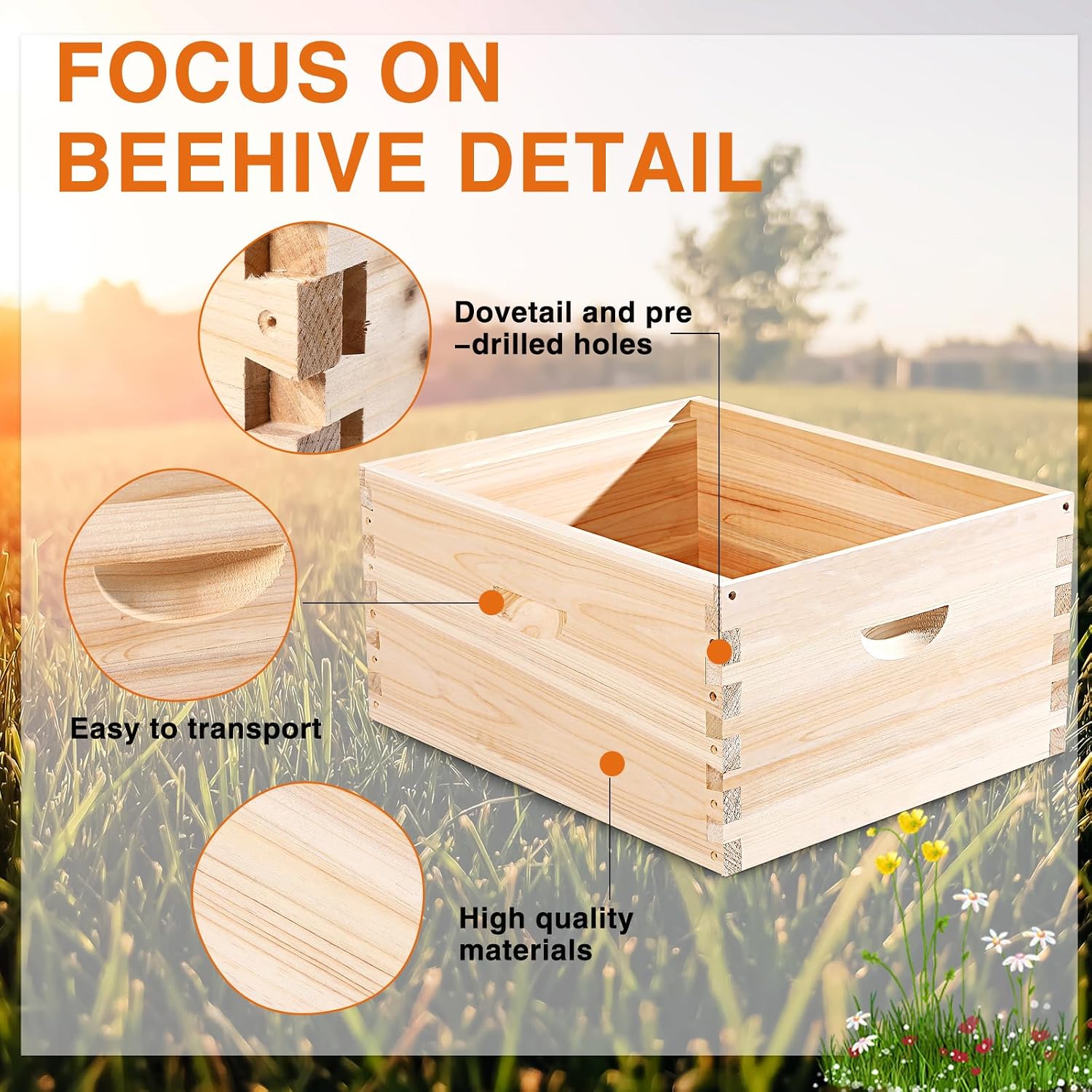 CroBlissful 2 Pcs 10 Frame Bee Hive Box Including Medium Super Beehive Box and Deep Brood Wooden Frames Bee Hives
