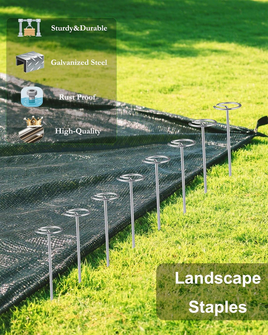 130Pcs Landscape Fabric Pins, Galvanized Circle Top Landscape Fabric Stakes | Not Easy to Bend 6-Inch Garden Staples