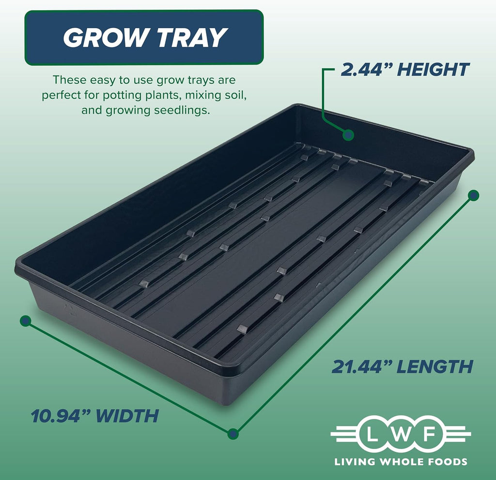 5 Pack of Durable Black Plastic Growing Trays (Without Drain Holes) 21" X 11" X 2" - Flowers, Seedlings, Plants