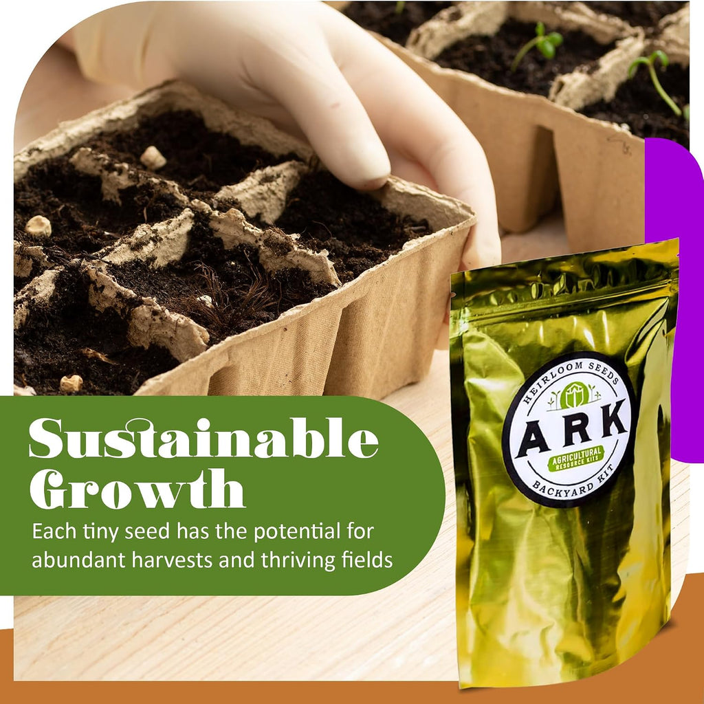 Ark Seed Kits-Organic 30 Heirloom Varieties, Over 10,000 Non-GMO Seeds Including Zucchini, Watermelon, Bell Pepper &