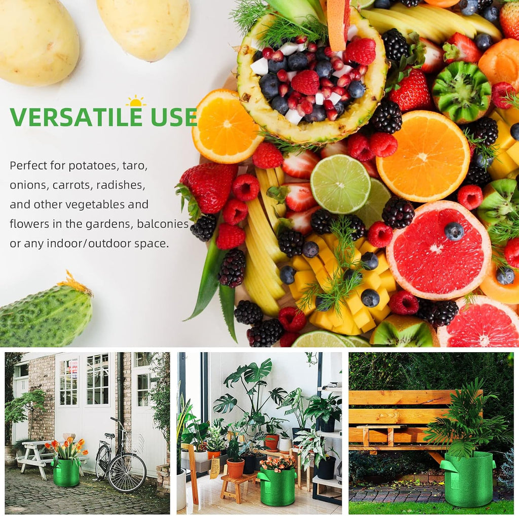 12-Pack 7 Gallon Plant Grow Bags, Thickened Nonwoven Fabric Pots with Handles, Vegetable Planter Bags Containers, Cloth