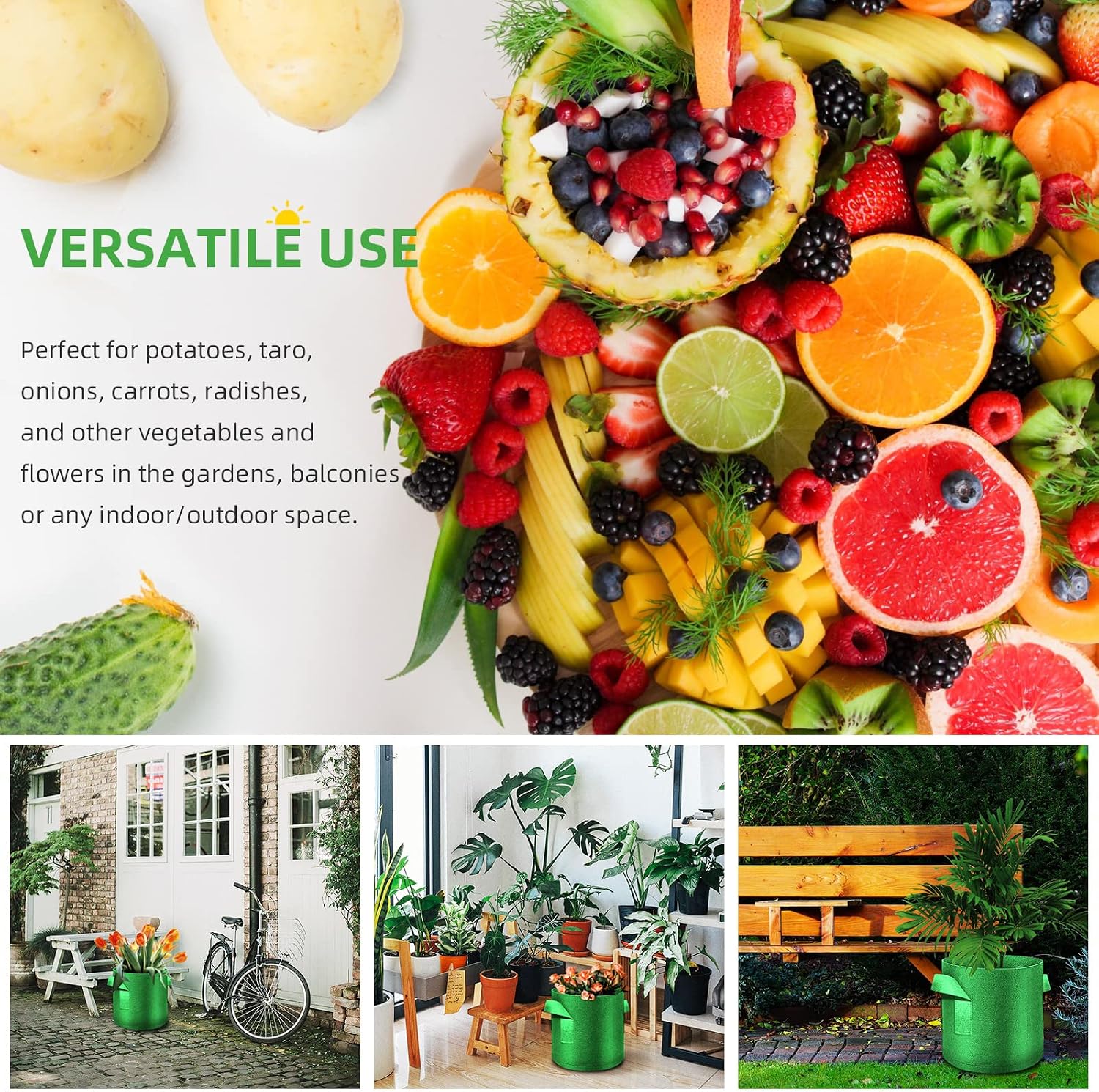 12-Pack 7 Gallon Plant Grow Bags, Thickened Nonwoven Fabric Pots with Handles, Vegetable Planter Bags Containers, Cloth