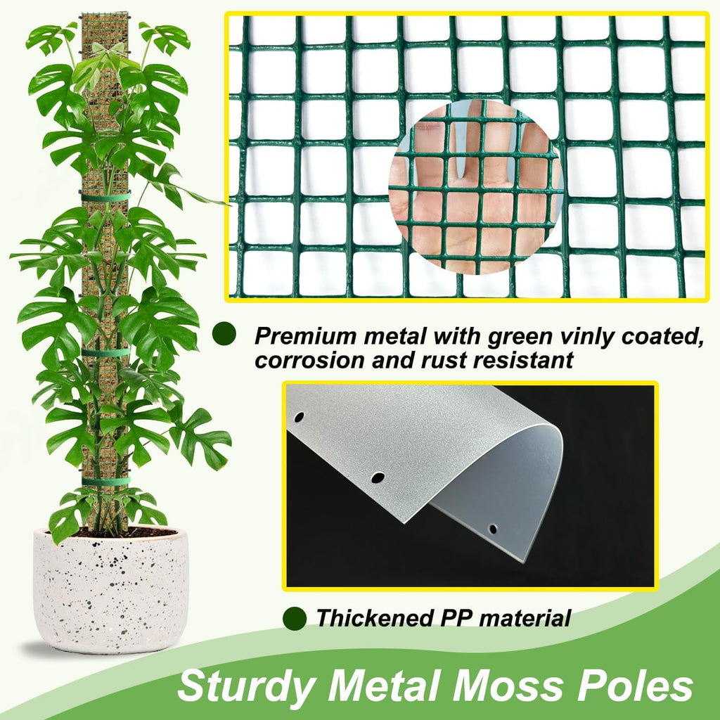 60"/40"/24" Metal Moss Pole, D Shape Sphagnum Moss Pole, Moss Poles for Climbing Plants, Monstera, Indoor Climbing