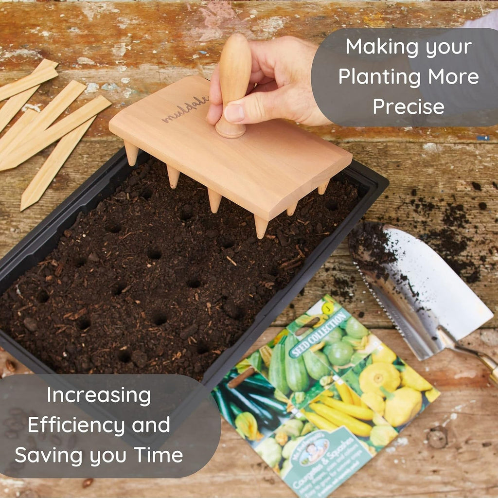 Multi Seed Dibber Garden Tool - Seedling Spacing Tool with Handle - Plant Dibber Yard - Seed Spacer - Made in England