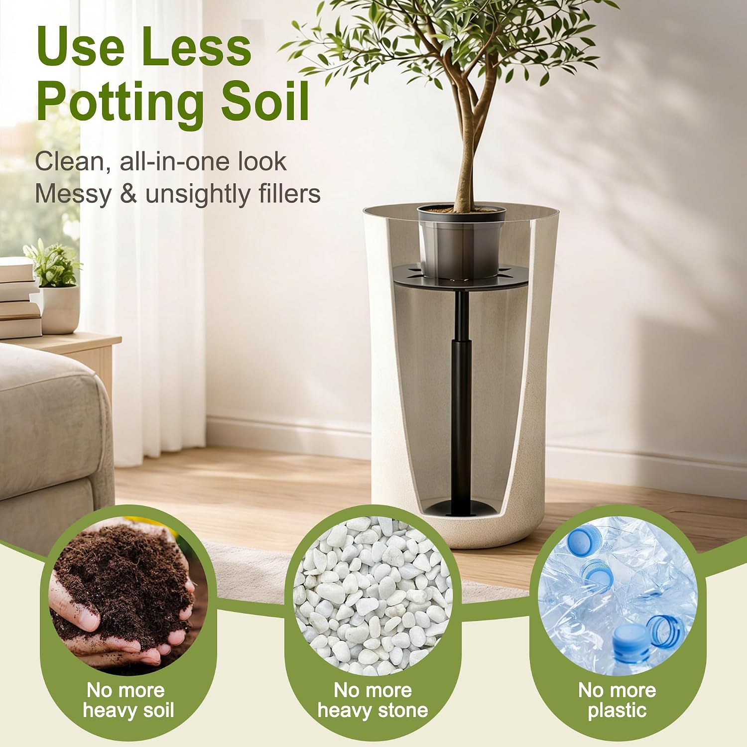 Adjustable Plant Risers for Inside Pots, 10-17 Inch Lift Height | Round Planter Insert for Tall Pots, 1 Stand, 8" & 10"