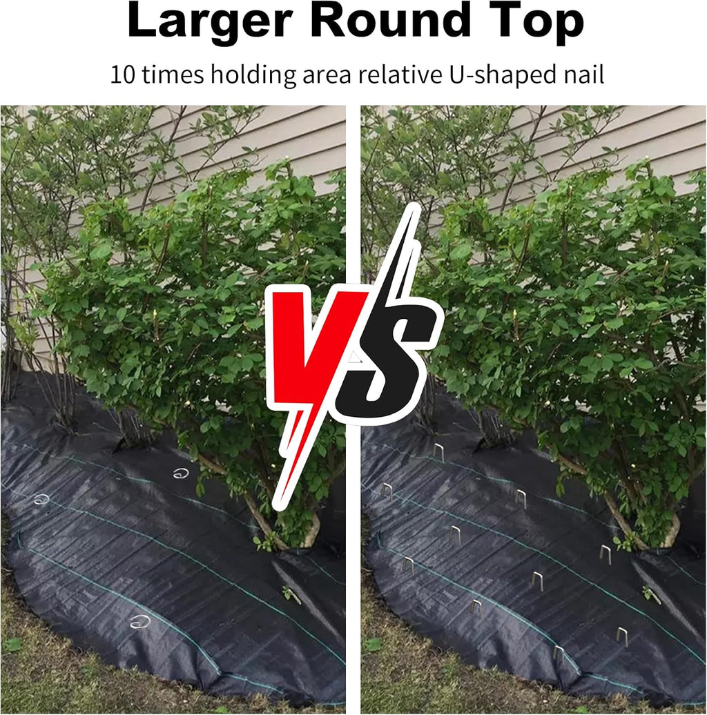 100 Pack Landscape Staples 8 Gauge 6 Inch Galvanized Garden Stakes SOD Pins Yard Lawn Spikes for Plant Cover, Tent