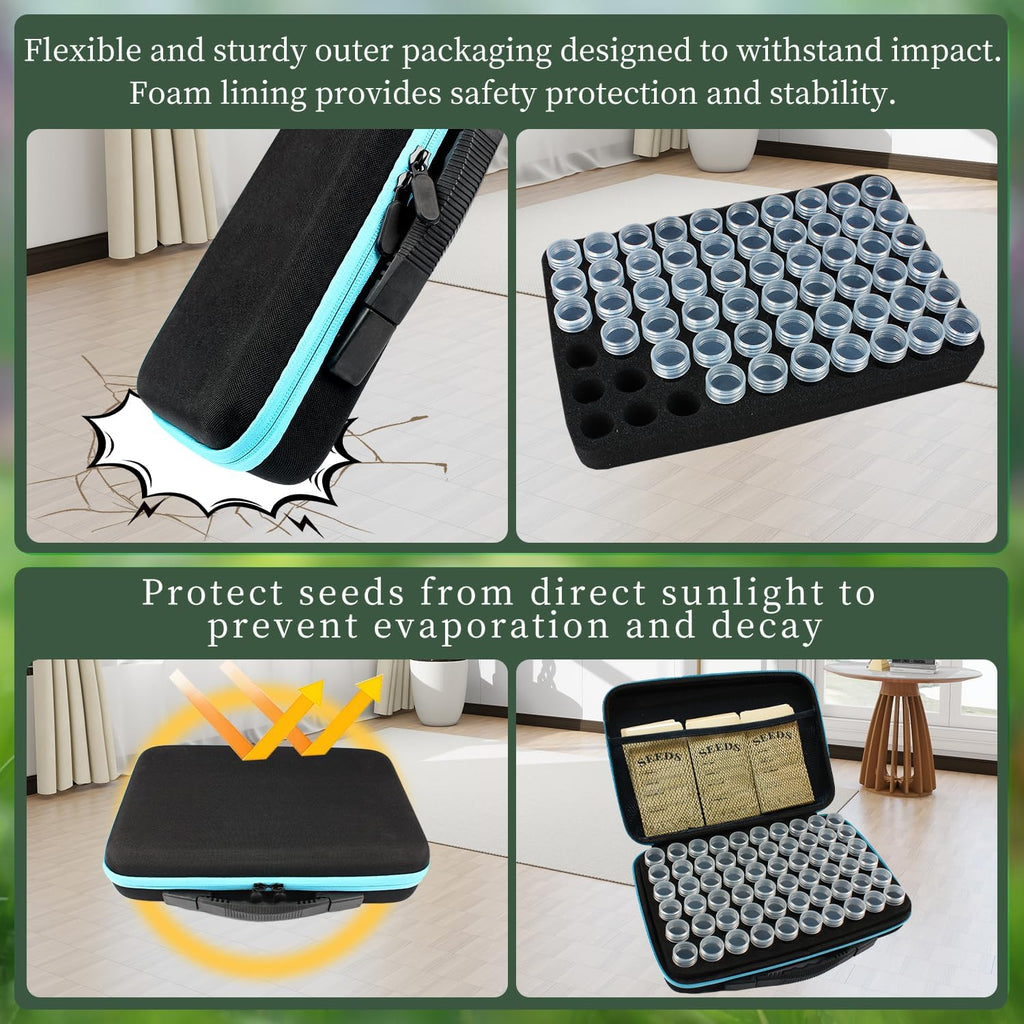 240 Slots Seed Storage Organizer with 30 Envelopes Portable Sturdy Seeds Container Box Airtight Garden Seed Saver