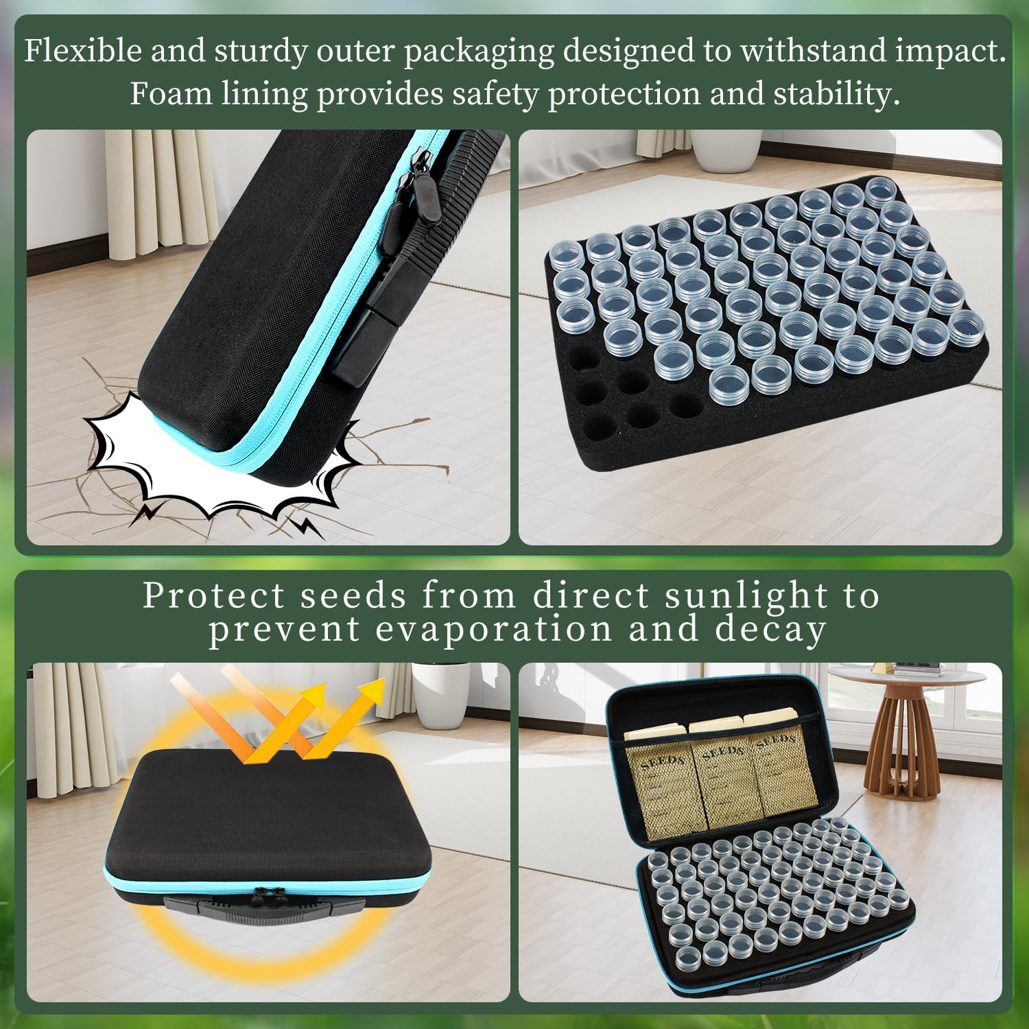 240 Slots Seed Storage Organizer with 30 Envelopes Portable Sturdy Seeds Container Box Airtight Garden Seed Saver