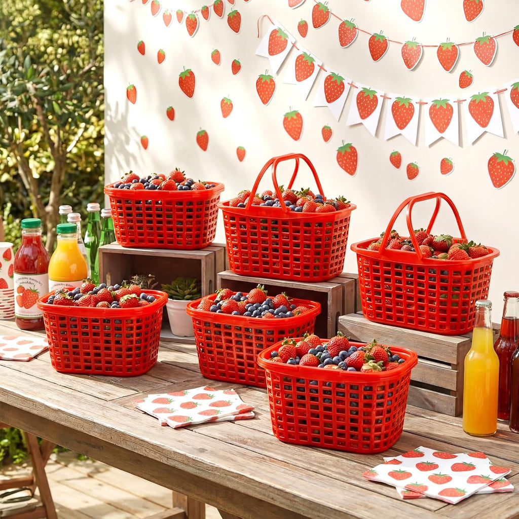 Sliner 30 Pack Berry Picking Baskets with Handle 2 Pint Plastic Strawberry Baskets for Harvesting Stackable Fruit