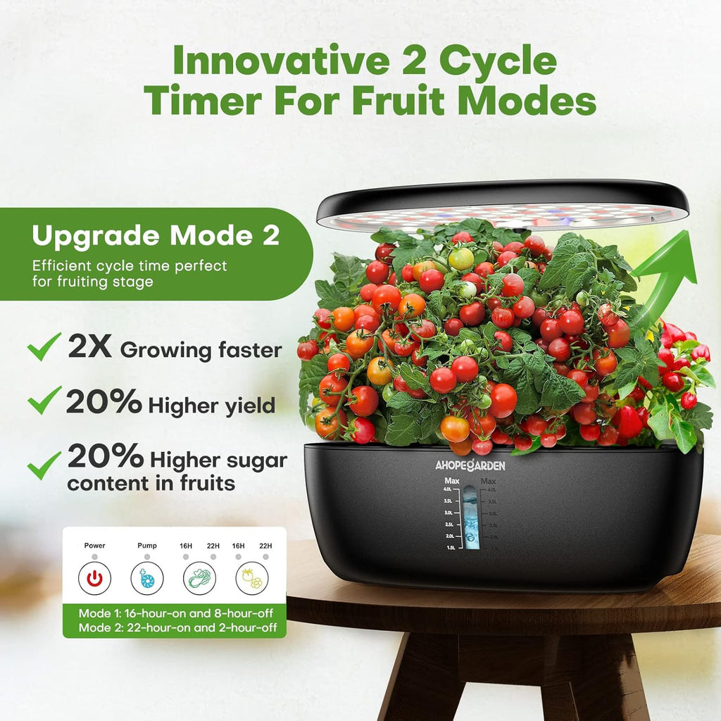 Hydroponics Growing System: 12 Pods Indoor Herb Garden with LED | Plant Germination Kit with LED Grow Light，Countertop