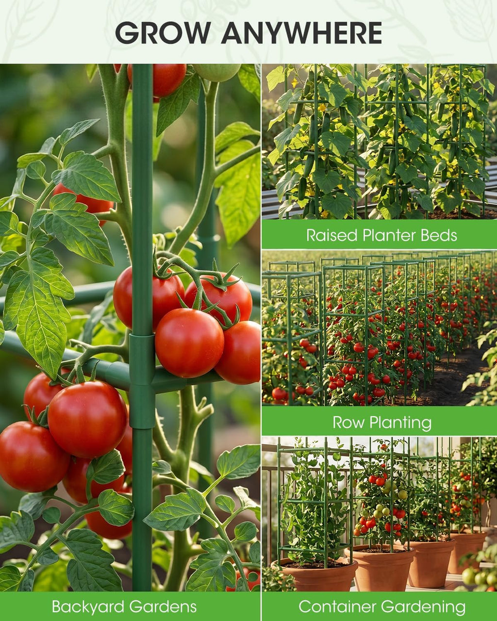 3 Pack Tomato Cages,Square Tomato Plant Stakes Support Cages Trellis for Garden Climbing Vegetables Flowers