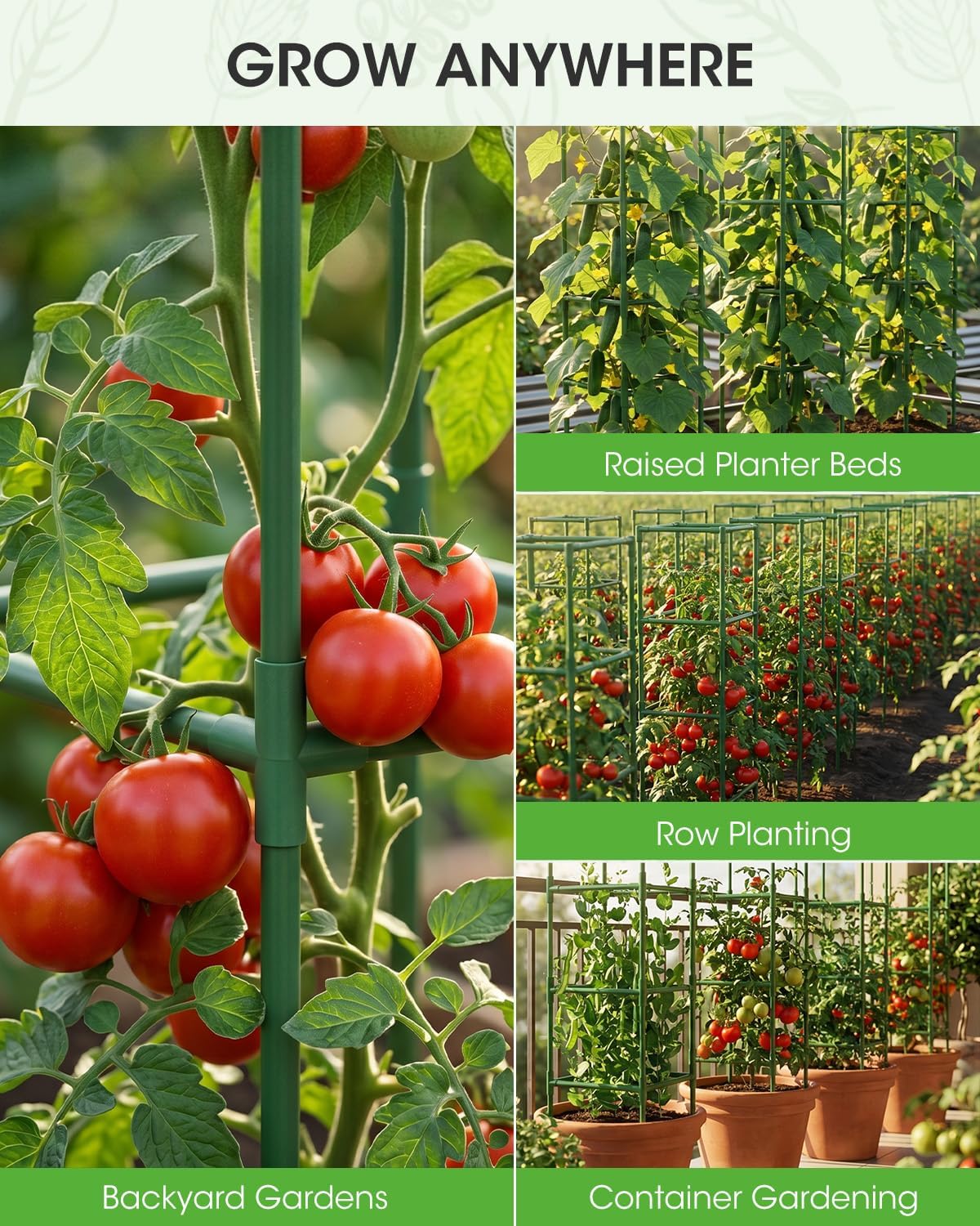 3 Pack Tomato Cages,Square Tomato Plant Stakes Support Cages Trellis for Garden Climbing Vegetables Flowers