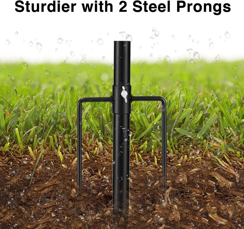 Black Flag Poles for Outside - 8.5FT Metal Outdoor Yard Flag Pole Holder with 2 Prongs Base - 3x5FT American Flag with