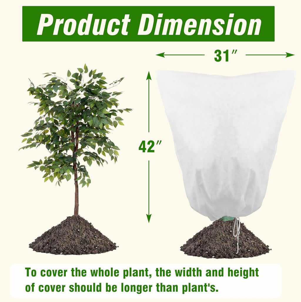 Gardzen 5-Pack Plant Cover Drawstring Tree Cover, Winter Freeze Plant Protection, Tree Jacket Frost Blanket for Outdoor