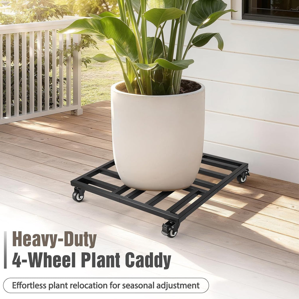 AugFir 22" Plant Caddy with Wheels Heavy Duty, 600lbs Rolling Metal Plant Stand, Square Plant Dolly with Lockable