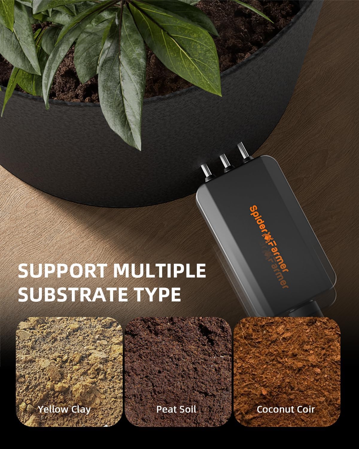 Spider Farmer GGS 3 in 1 Soil Sensor Pro 3Pcs for Indoor Garden Grow Tent | Exclusively for GGS System, EC Moisture