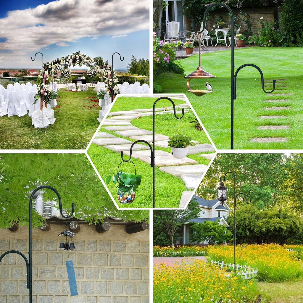 MIPON Adjustable 78/62/46/30 Inch Double Shepherds Hooks or Outdoor | Garden Shepards Hook for Outdoor Bird