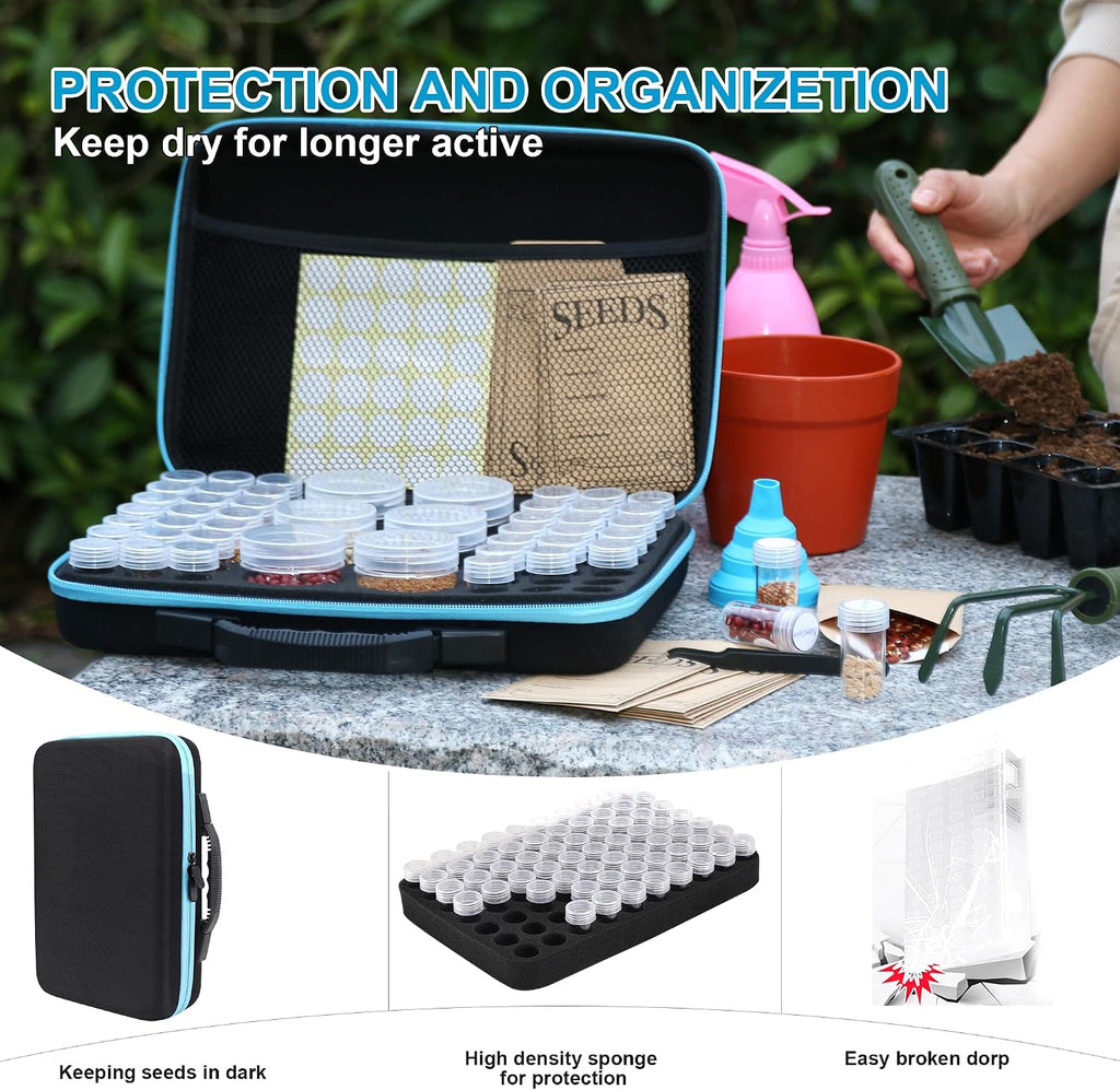 48 Slots Seed Storage Organizer Box, Garden Vegetable Plant Flower Seeds Saving kit with Write Label Funnel Tweezer 2