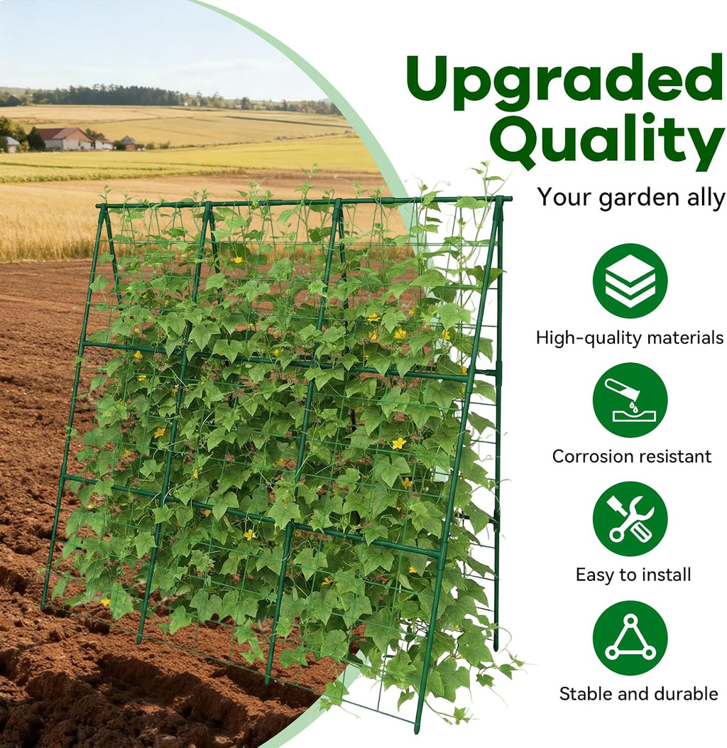 Cucumber Trellis - 49.4"*49.4" Metal Garden Trellis for Climbing Plants, Garden Trellis with Plastic-Coated Steel Pipe