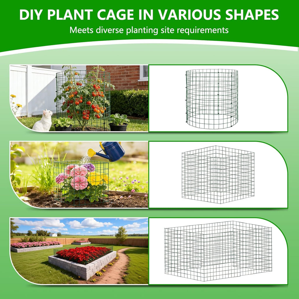 8 Pack Plant Protectors from Animals, 12x16 Inch Metal Garden Cages | Stakes & Zip Ties Included Plant Protection