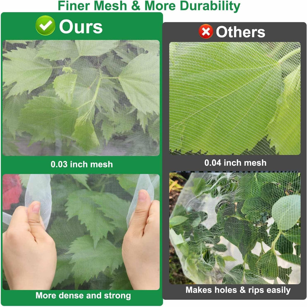 KLEWEE 10 x 50 FT Garden Mesh Netting, Ultra Fine Mesh Plant Netting Covers | Garden Netting for Raised Beds Vegetable