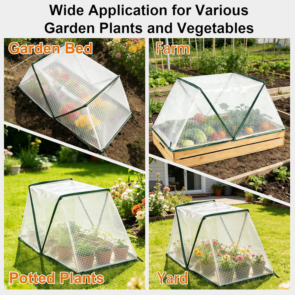 2 Pcs Foldable Garden Row Accelerator Plants Cover-31.9" x 12.2" x 14.1" | Raised Beds Plant Protector, Plant Protector