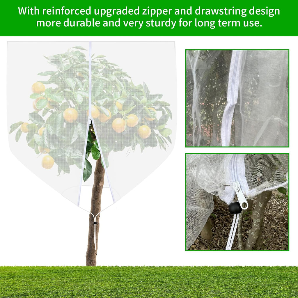 Large Fruit Tree Netting, Cookmaster 10x10Ft Insect Bird Barrier Netting with Drawstring and Zipper, Garden Netting