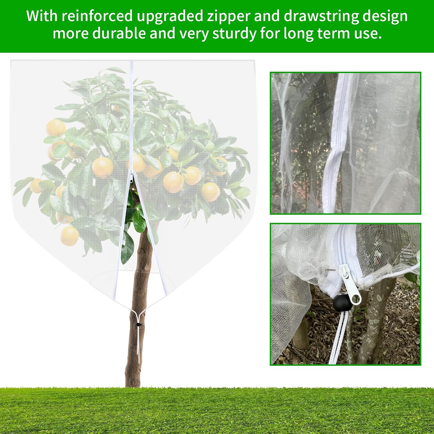 Large Fruit Tree Netting, Cookmaster 10x10Ft Insect Bird Barrier Netting with Drawstring and Zipper, Garden Netting