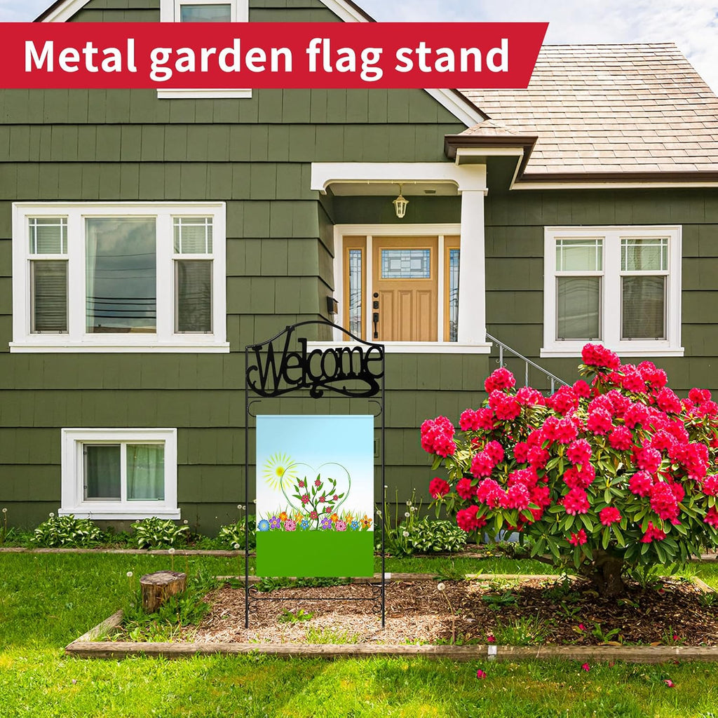 CroBlissful Garden Flag Holder Stand Garden Yard Flag Pole Stake Fits Max 14 x 25 Inch for Outside House Yard Lawn
