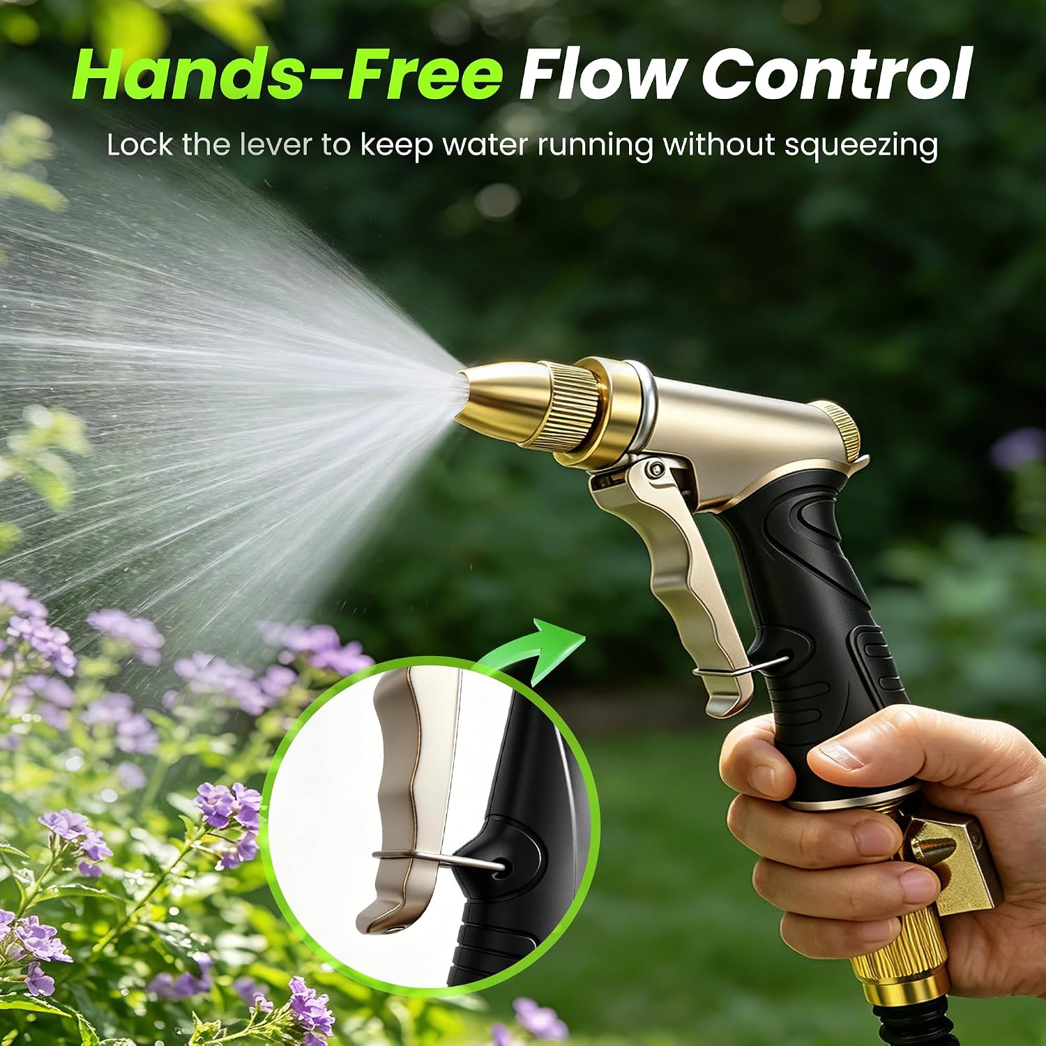 ARXIVE Brass Heavy Duty High Pressure Garden Hose Nozzle | Rustproof solid metal body, Leakproof seal, Non-slip grip, 4