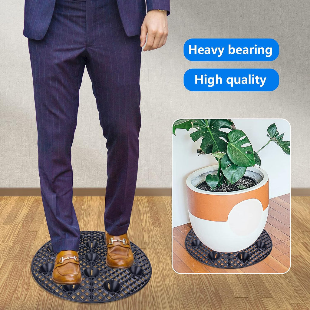 6 Pack Large 15" Plant Level Pot Elevator, Heavy Duty Plants Stands | Black Plant Pot Saucer for Prevent Rot and Damage